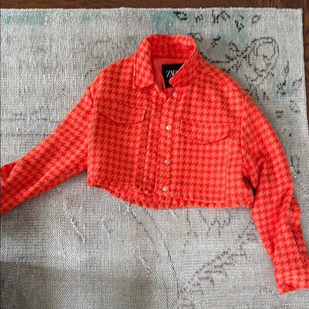 Zara Bold Orange Cropped Jacket